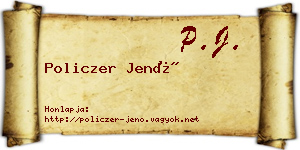 Policzer Jenő névjegykártya