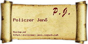 Policzer Jenő névjegykártya